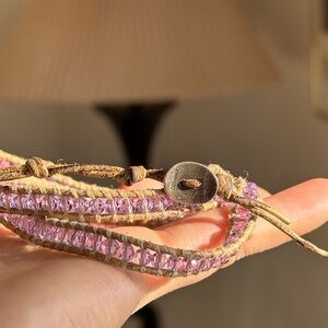 Chan Luu Wrap Bracelet Necklace  Sterling Silver Faceted Crystal 33-34”